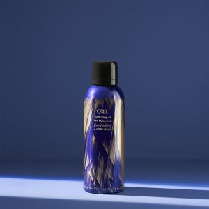 Blue luxury hair styling spray bottle.